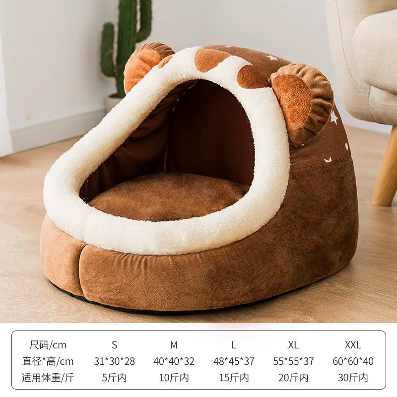 Cama Cuna para Gatos 🐾 Four Seasons – Suave, Cómoda y Semi Cerrada