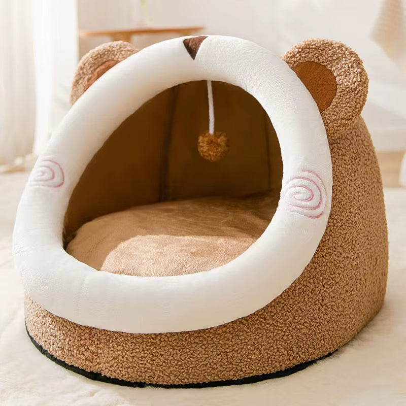 Cama Cuna para Gatos 🐾 Four Seasons – Suave, Cómoda y Semi Cerrada