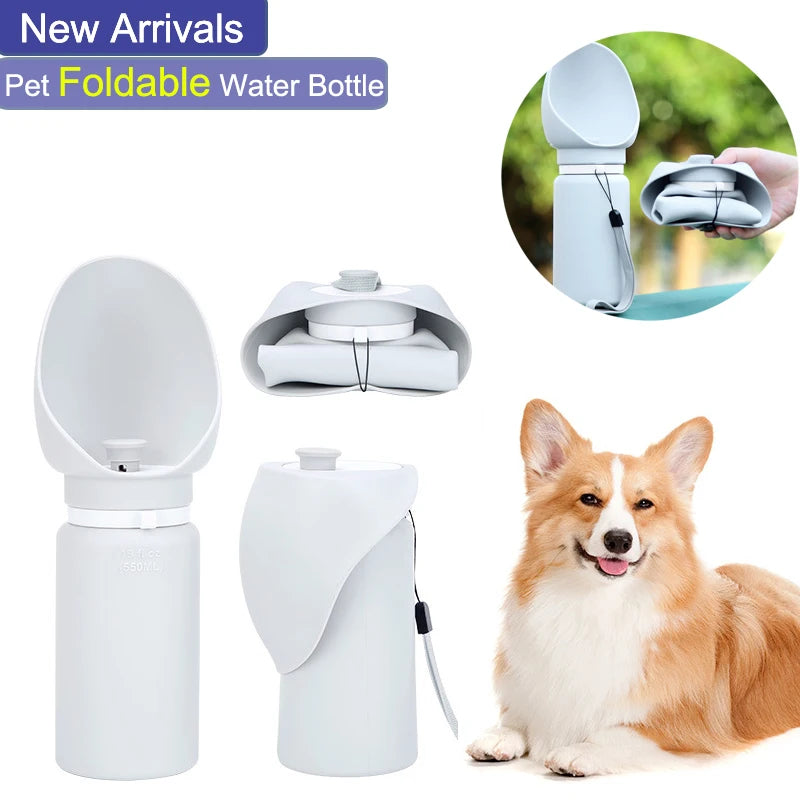 Taza Plegable Portátil 550 ml para Perros y Gatos – Botella de Agua de Viaje con Dispensador