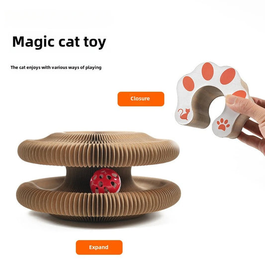 Tablero Rascador Mágico para Gatos con Pelota Giratoria – Juguete Interactivo y Antiestrés