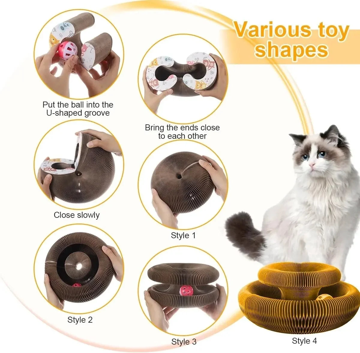 Tablero Rascador Mágico para Gatos con Pelota Giratoria – Juguete Interactivo y Antiestrés