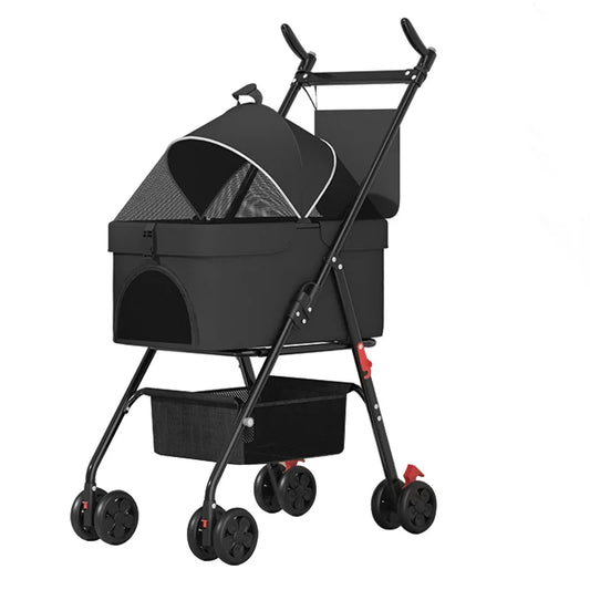 Cochecito plegable para mascotas con 4 ruedas universales – carrito / maleta transportadora para perros y gatos pequeños