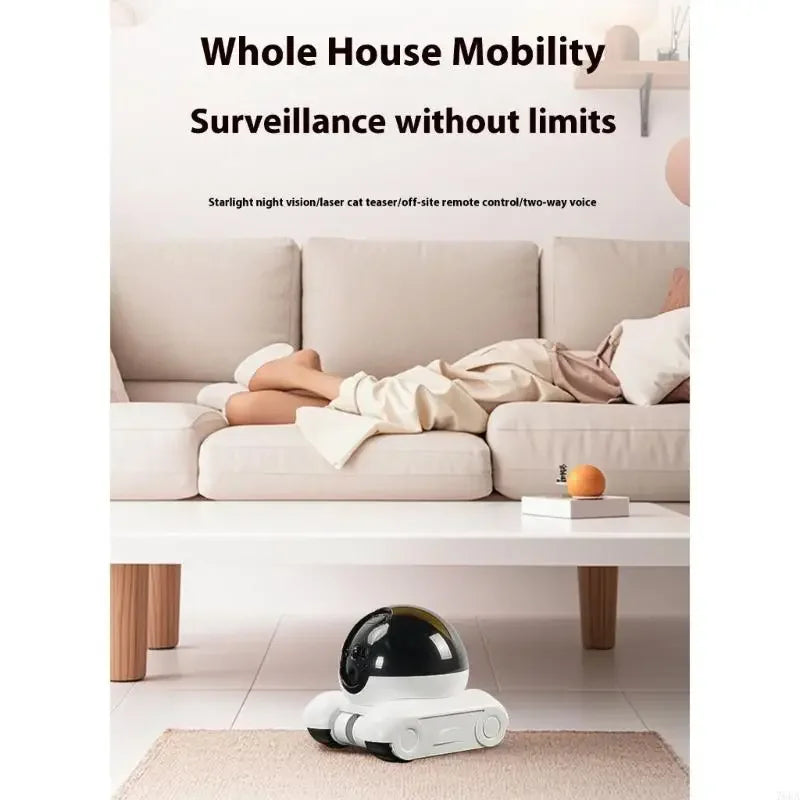 Cámara Robot Inteligente 360° con Movilidad, Audio Bidireccional y Visión Nocturna – Ideal para Mascotas y Seguridad del Hogar