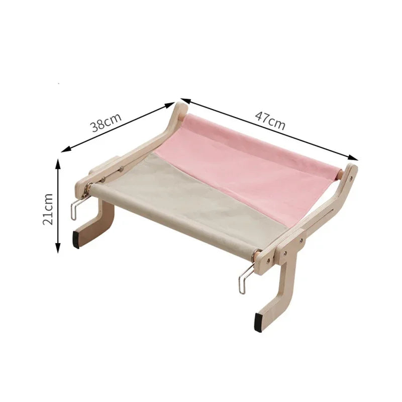 Cama Colgante para Gatos – Ventana de Madera con Lona Resistente y Lavable 🐾