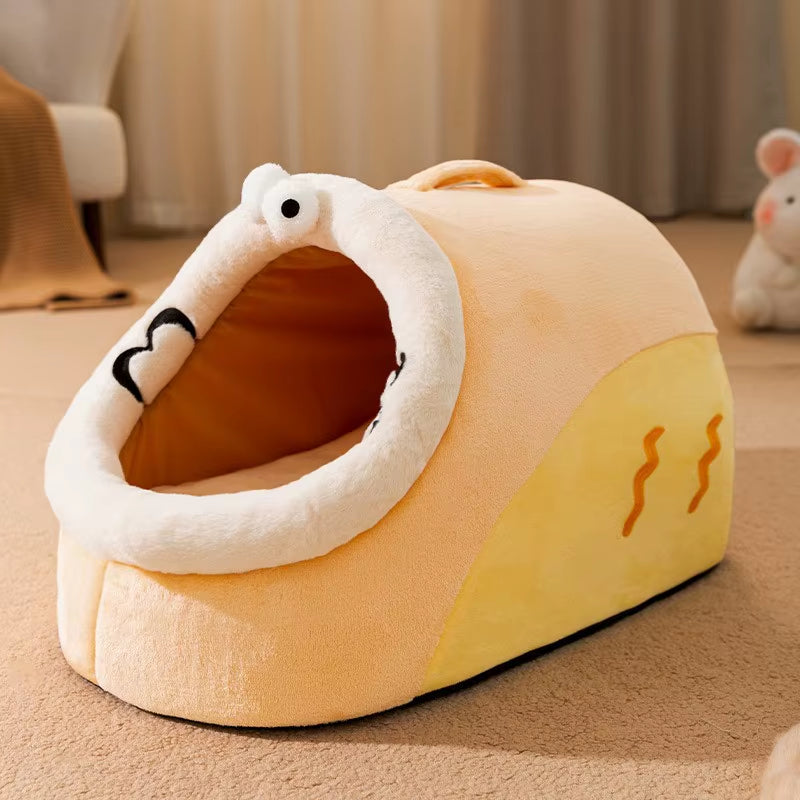 Cama Cuna para Gatos 🐾 Four Seasons – Suave, Cómoda y Semi Cerrada