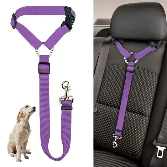 Cinturón de Seguridad Ajustable para Perros y Gatos 🐾 | Viajes Seguros en Auto