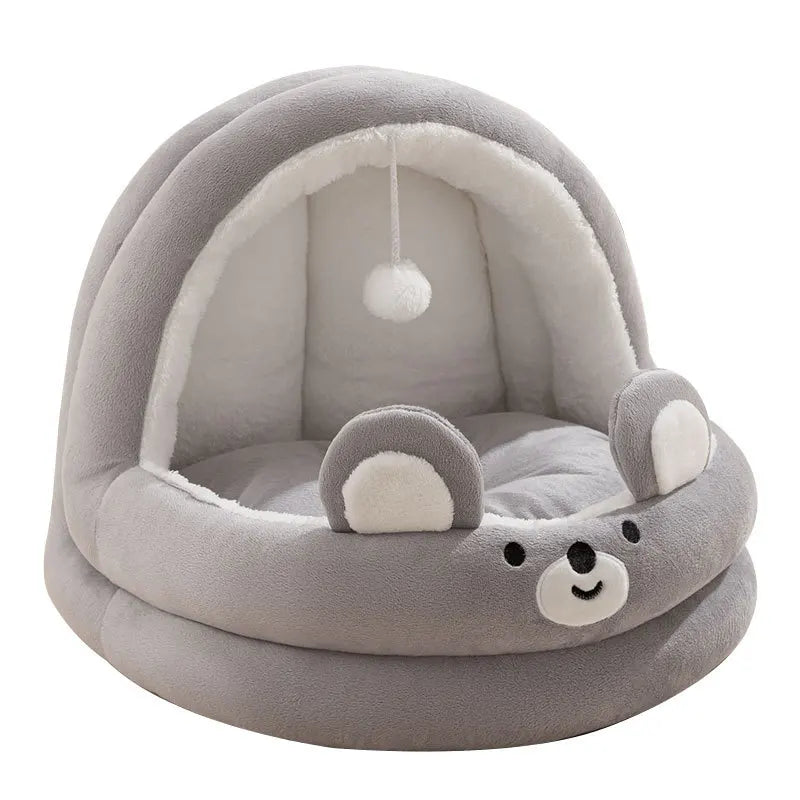 Cama Cuna para Gatos 🐾 Four Seasons – Suave, Cómoda y Semi Cerrada