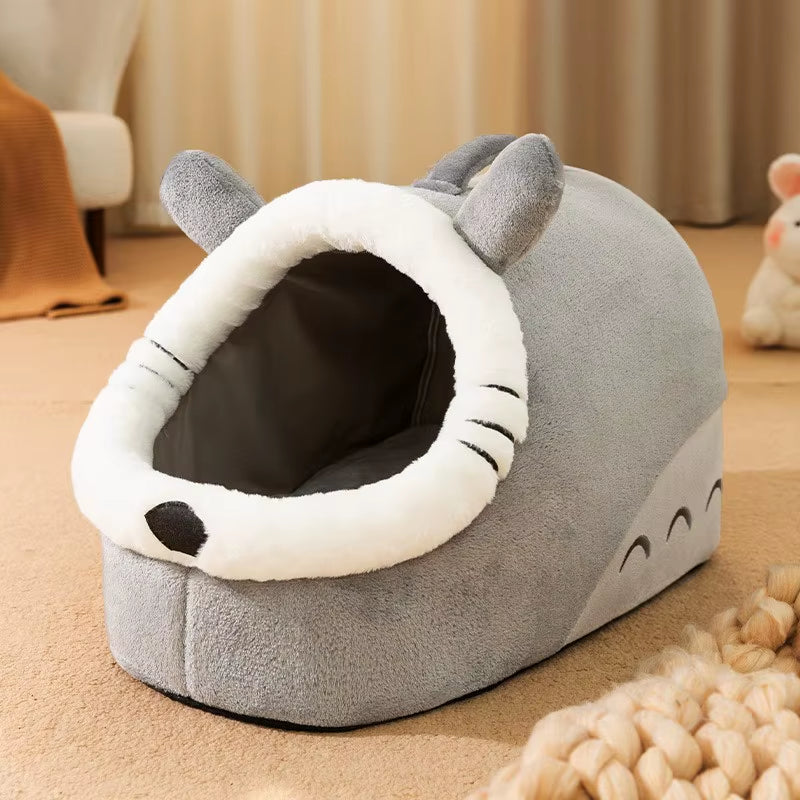 Cama Cuna para Gatos 🐾 Four Seasons – Suave, Cómoda y Semi Cerrada