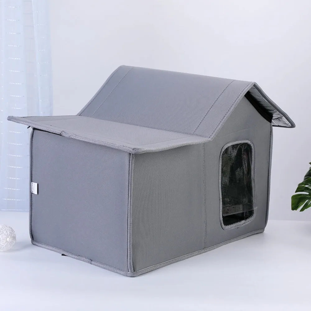 Casa para Gatos al Aire Libre Impermeable con Techo Desmontable – Refugio Térmico para Gatos y Perros Pequeños/Producto Importado