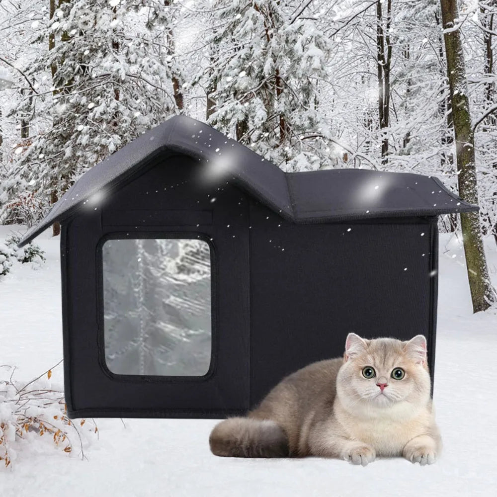 Casa para Gatos al Aire Libre Impermeable con Techo Desmontable – Refugio Térmico para Gatos y Perros Pequeños/Producto Importado