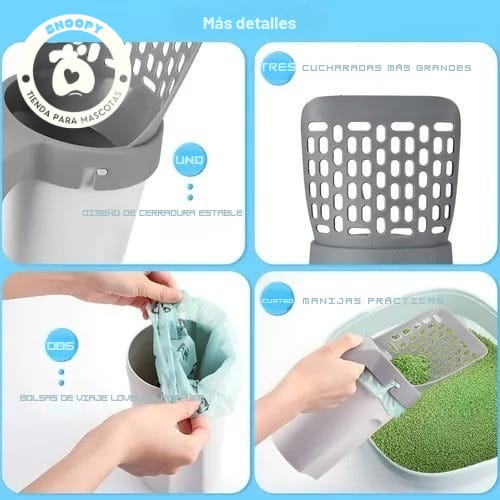 Pala Recolectora de Arena con Bolsas Desechables para Mascotas