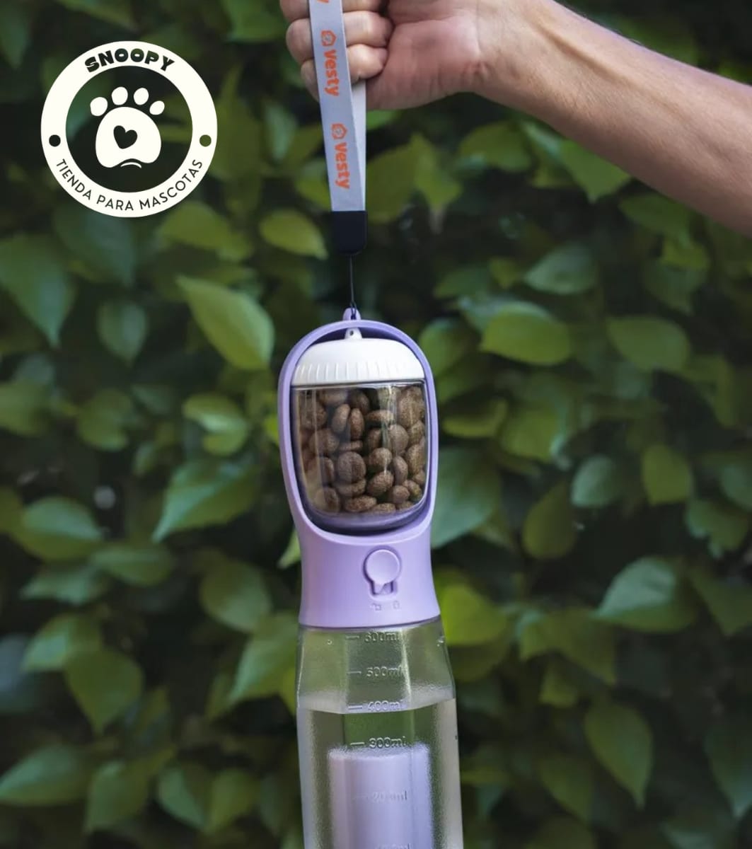 Botella Portátil 3 en 1 para Mascotas – Agua, Comedero y Bolsas Desechables
