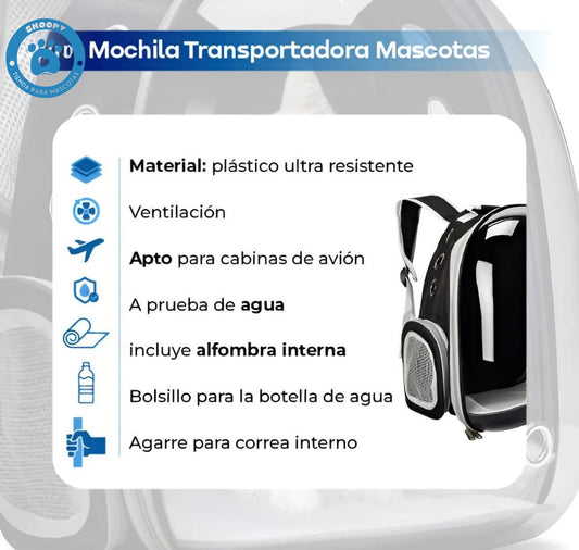 Mochila Transportadora para Mascotas – Comodidad y Seguridad para Perros y Gatos