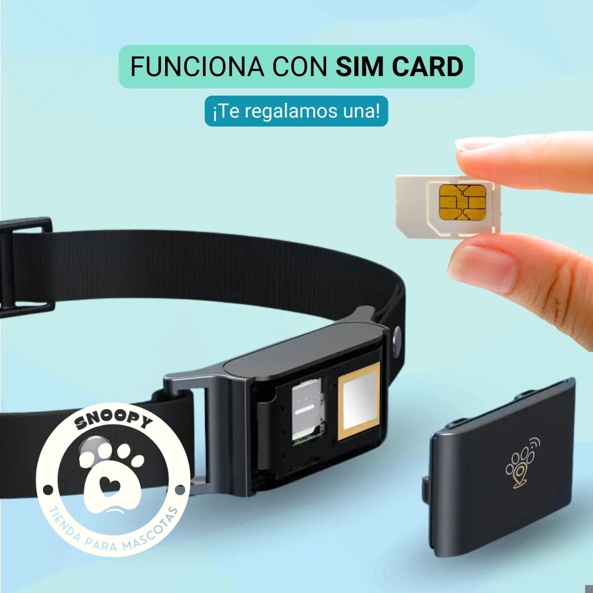 Collar GPS Inteligente para Mascotas con Valla Virtual + SIM Incluida | Snoopy Pets