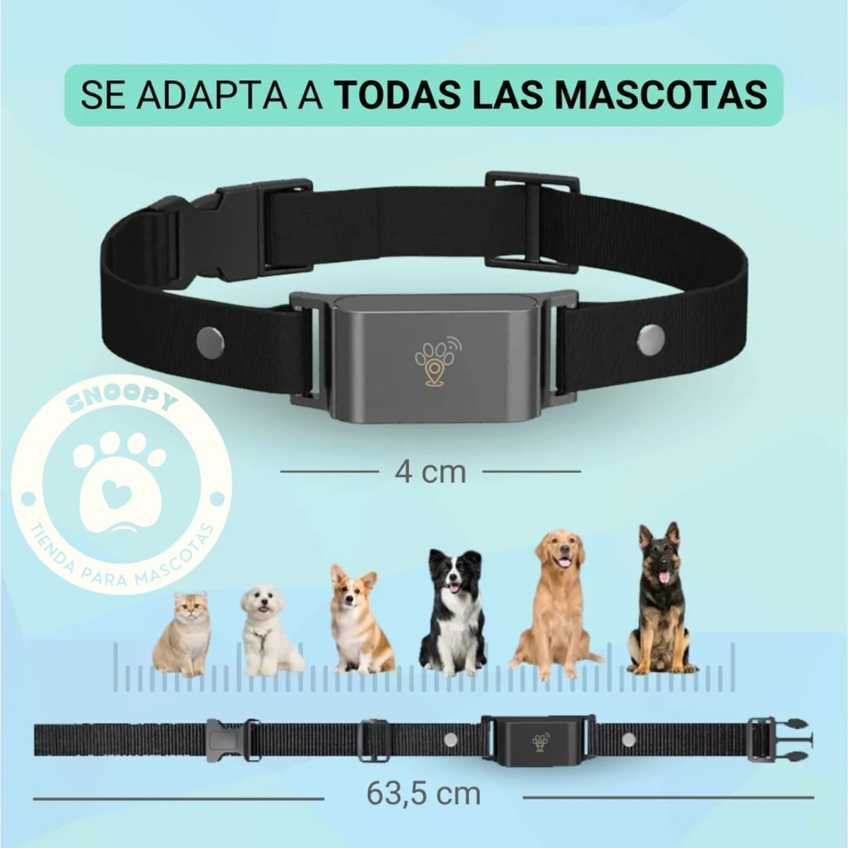 Collar GPS Inteligente para Mascotas con Valla Virtual + SIM Incluida | Snoopy Pets