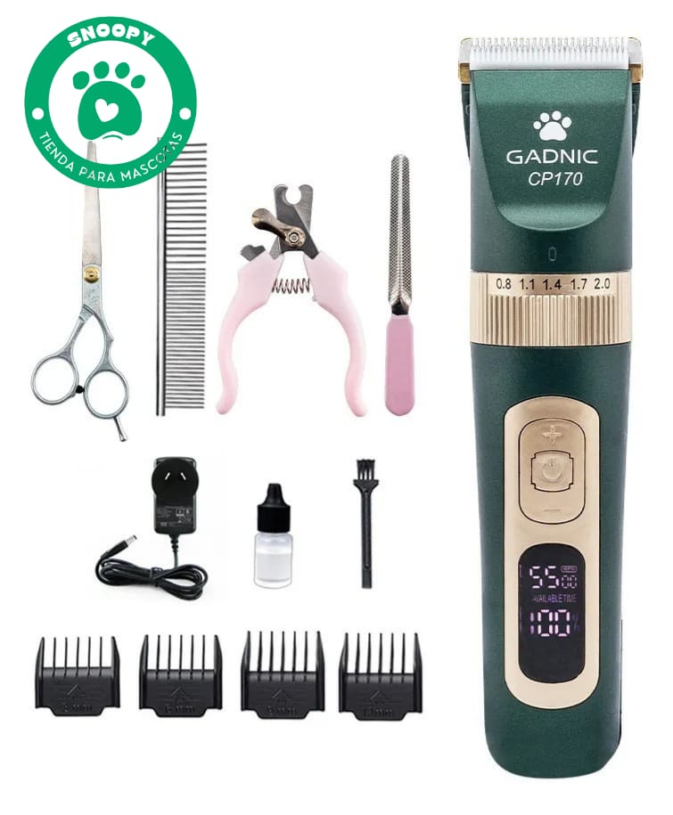 Máquina Cortapelo Profesional para Mascotas Gadnic CP170 – Silenciosa, Inalámbrica, Pantalla LCD + Kit Completo de Grooming