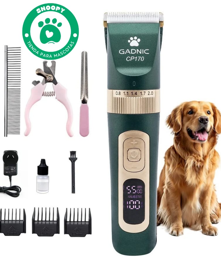 Máquina Cortapelo Profesional para Mascotas Gadnic CP170 – Silenciosa, Inalámbrica, Pantalla LCD + Kit Completo de Grooming