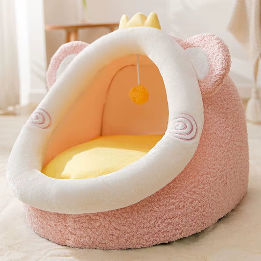 Cama Cuna para Gatos 🐾 Four Seasons – Suave, Cómoda y Semi Cerrada