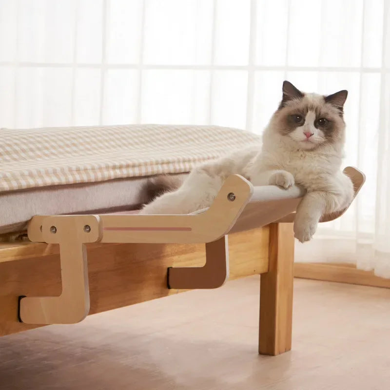 Cama Colgante para Gatos – Ventana de Madera con Lona Resistente y Lavable 🐾