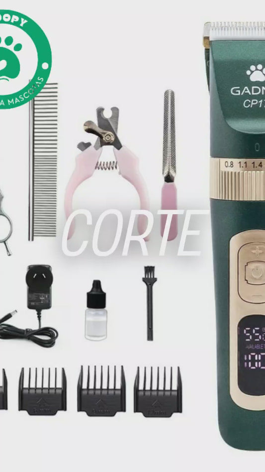 Máquina Cortapelo Profesional para Mascotas Gadnic CP170 – Silenciosa, Inalámbrica, Pantalla LCD + Kit Completo de Grooming